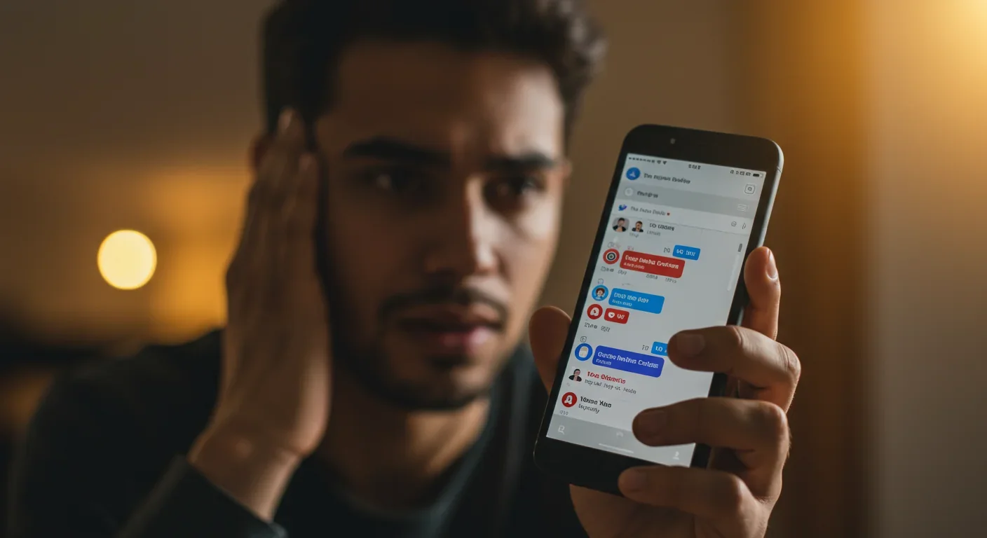 Person anxiously checking social media notifications on smartphone showing the addictive nature of digital engagement