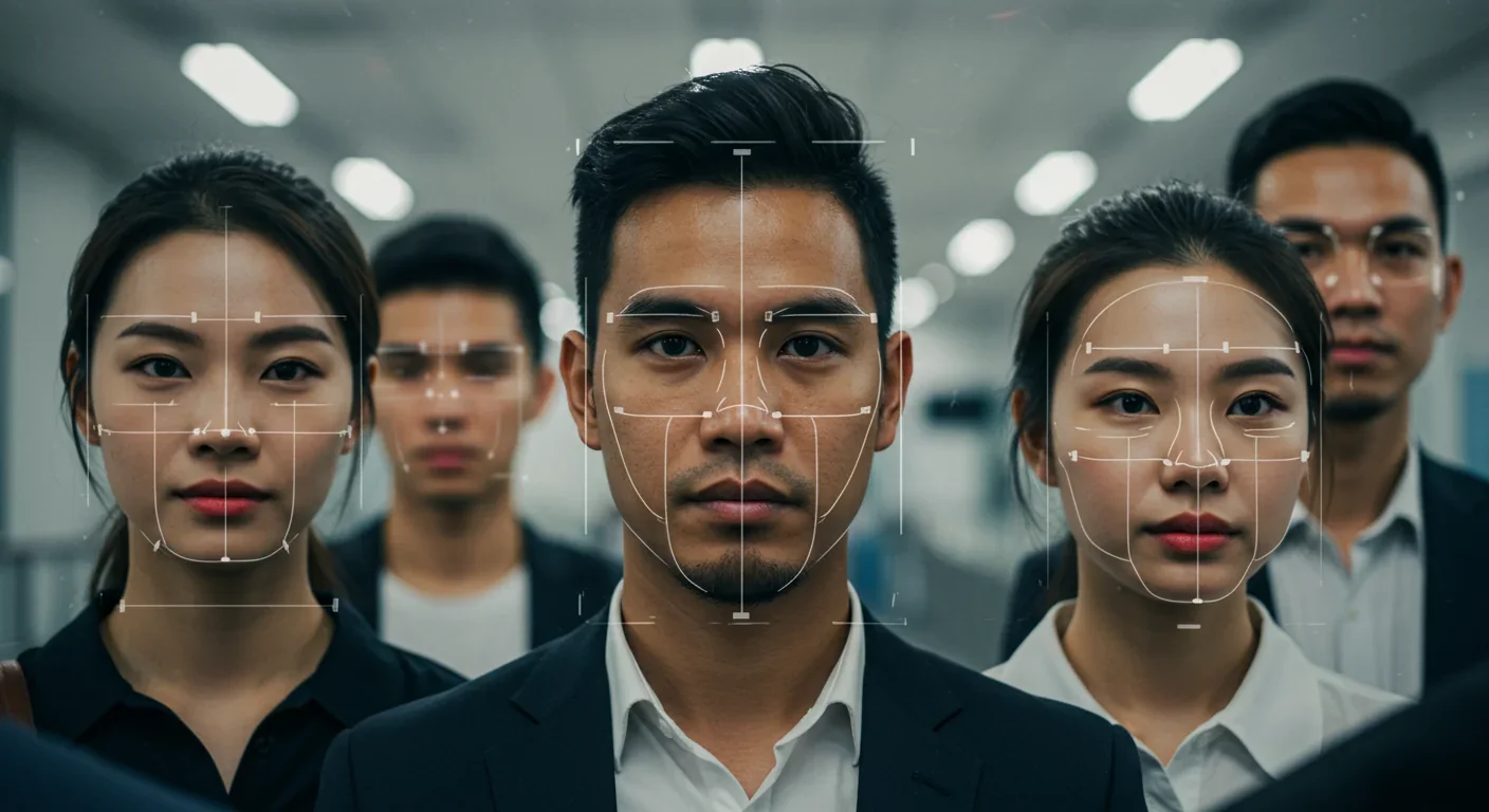 Facial recognition system analyzing and mapping biometric datapoints on travelers' faces for border security