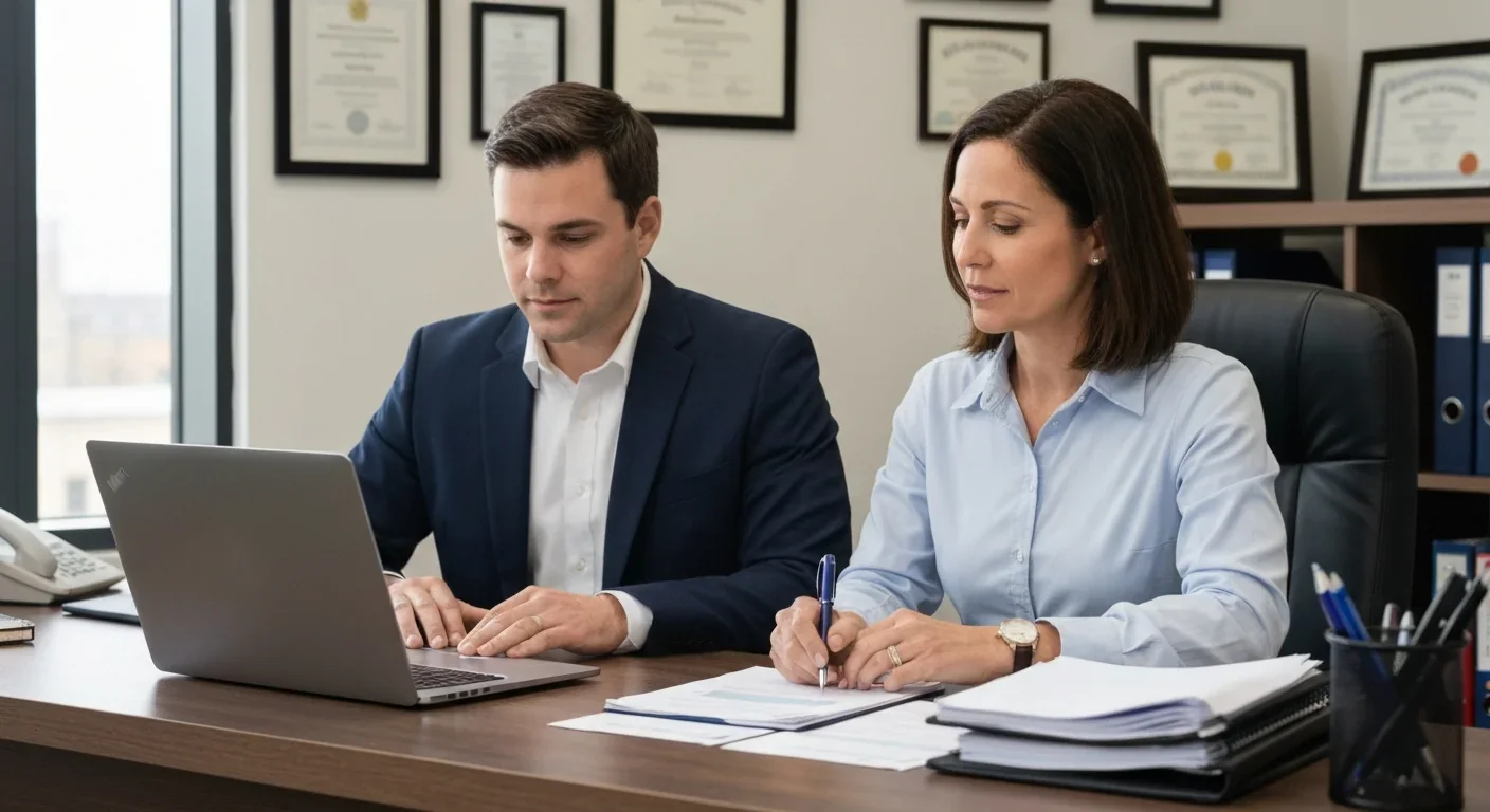 Healthcare professional managing credentials and administrative requirements