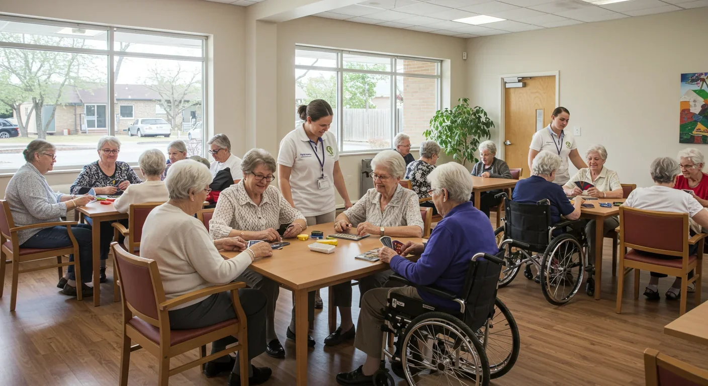 Senior citizens at community center illustrating the aging population demographic shift