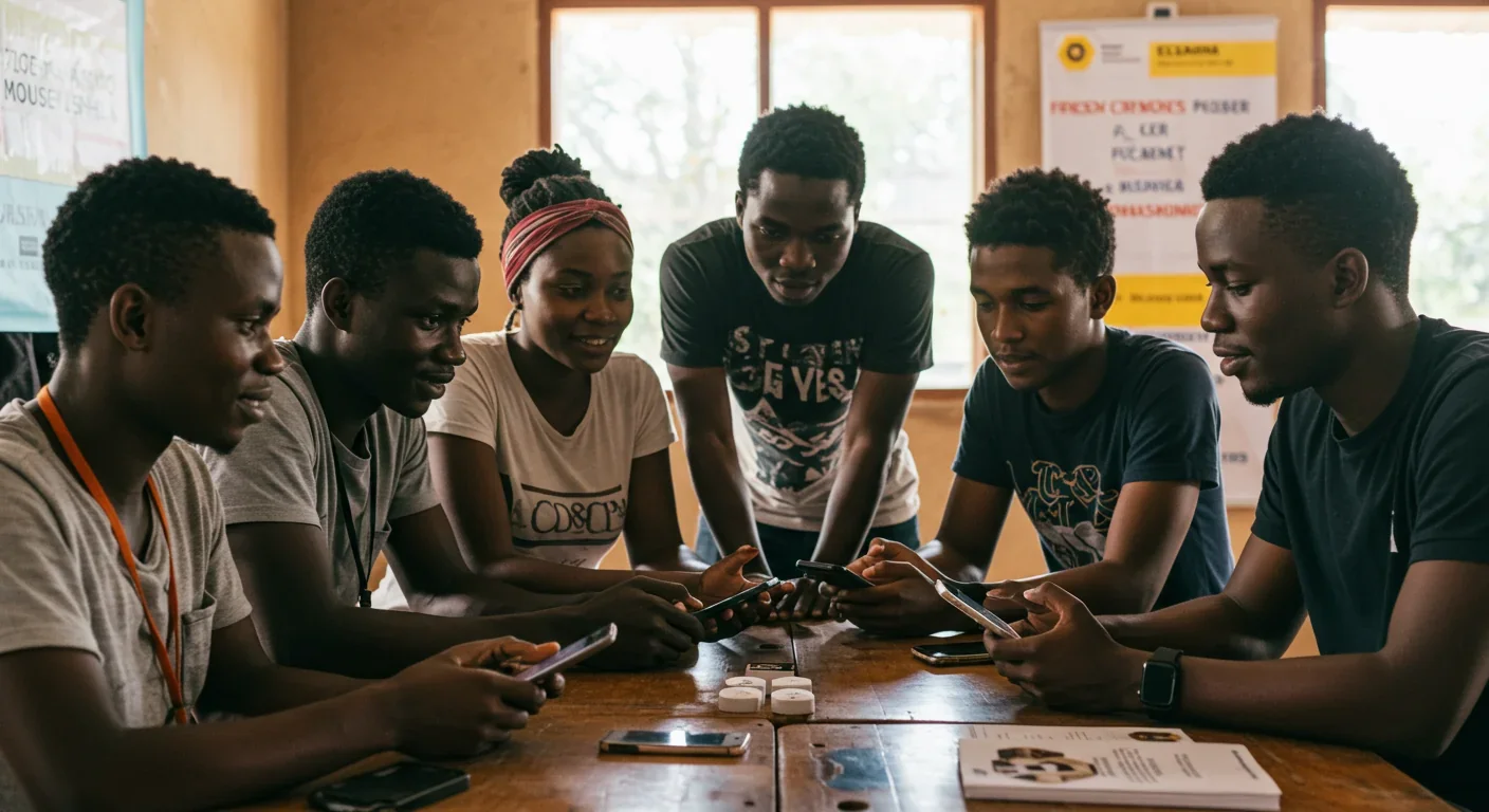 Young people learning cryptocurrency and Bitcoin at educational workshop