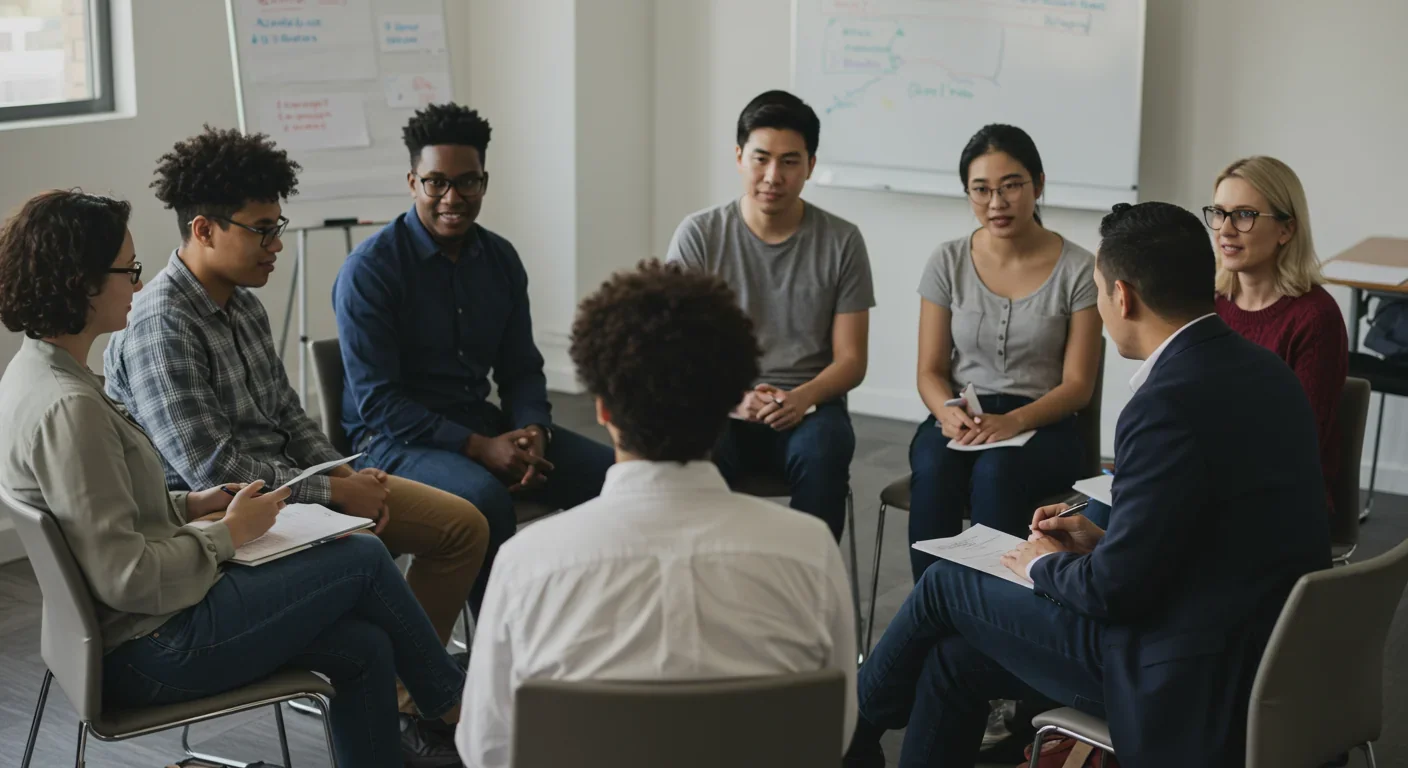 Community members engaged in constructive dialogue across different perspectives