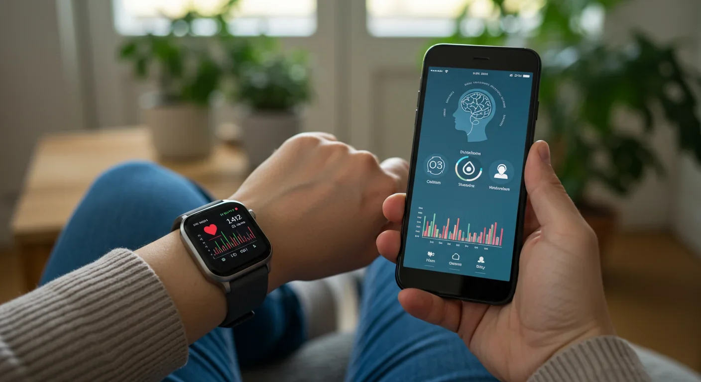 Smartwatch displaying cognitive and biometric feedback on user's wrist