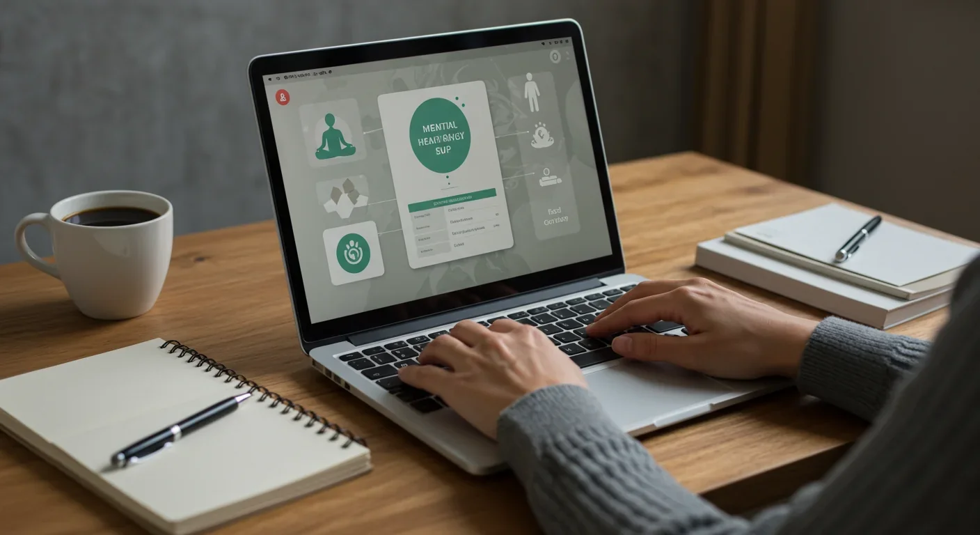 Employee using digital mental health tools for workplace well-being