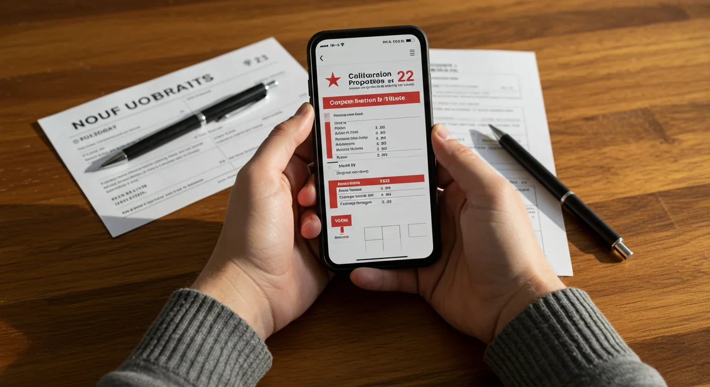 Voter reviewing California Proposition 22 ballot information on smartphone