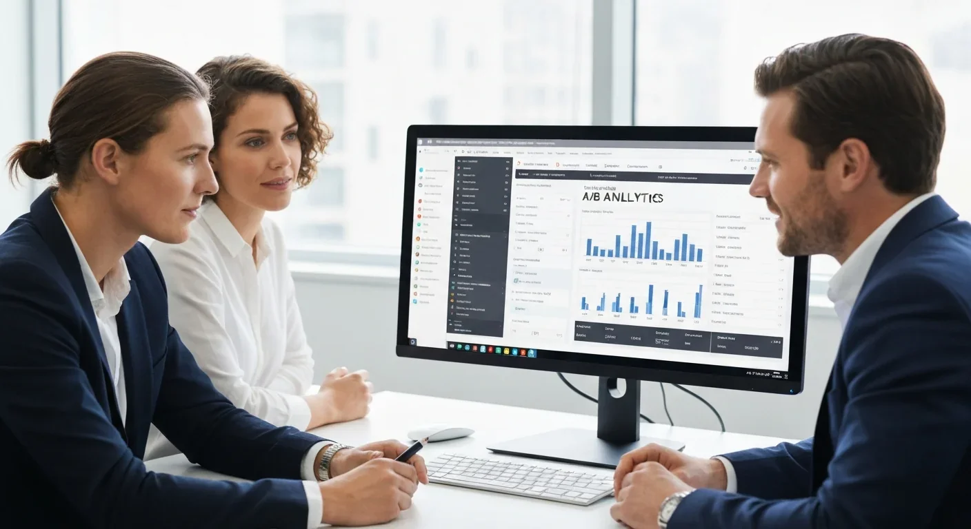 Business professionals analyzing conversion rate optimization metrics