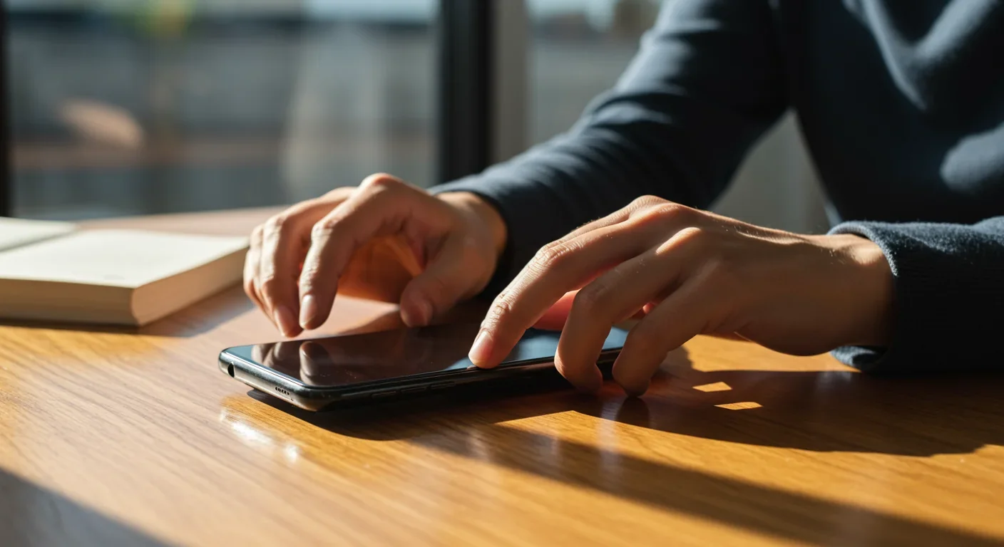 Person putting down smartphone to disconnect from social media