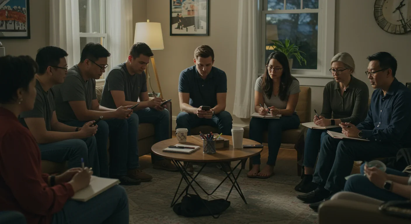 Neighbors meeting to coordinate mutual aid network activities