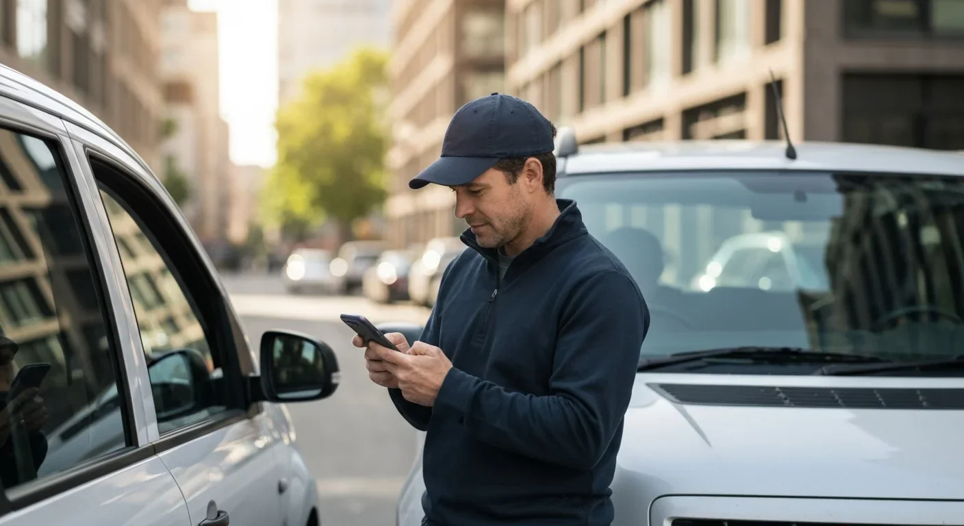Platform gig worker using smartphone app for delivery work