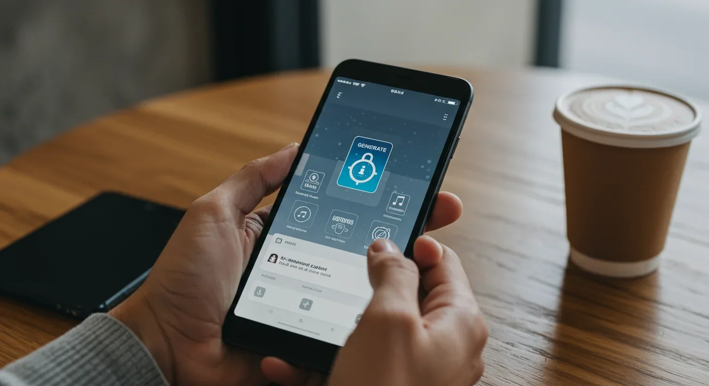 Smartphone displaying AI-generated content label on social media post