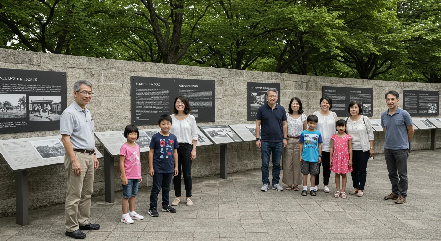 Japanese American family at internment memorial reflecting on reparations history