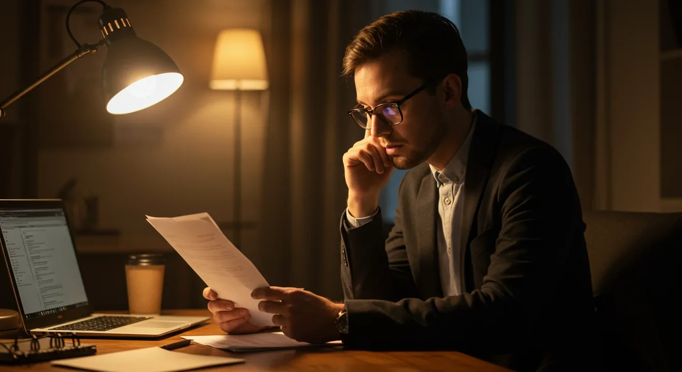 Person reviewing privacy documents, representing concerns about shadow profiling and legal protections
