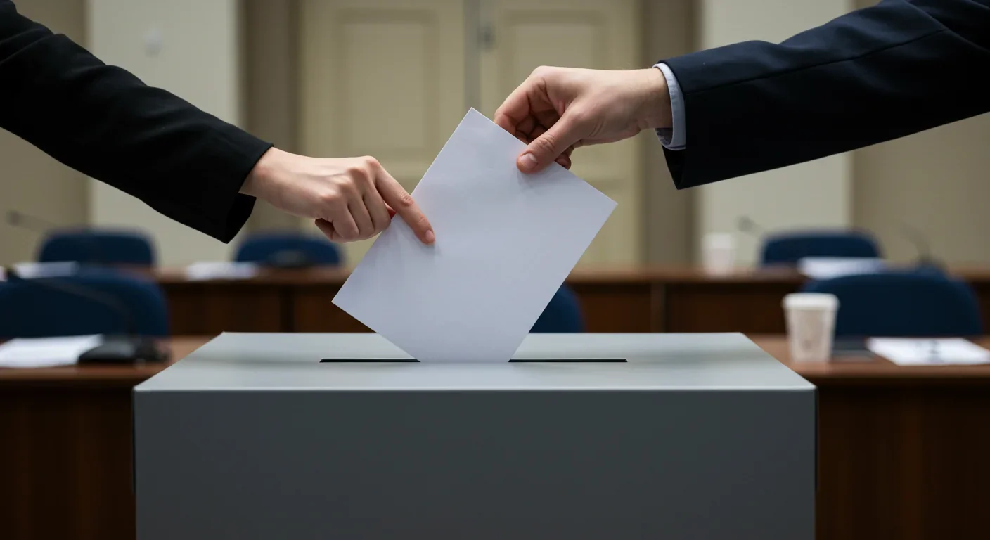 Person casting a vote in democratic election