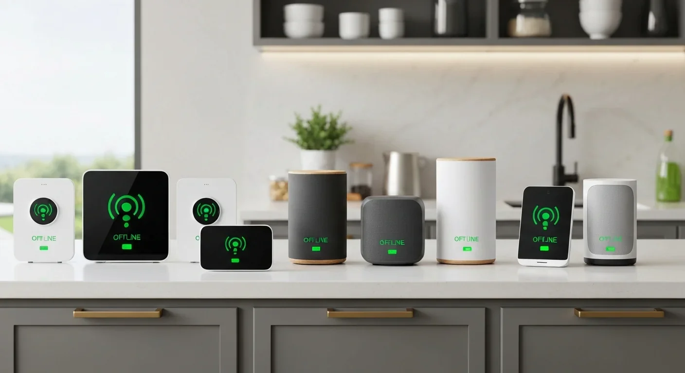 Collection of smart home devices displaying offline and error status messages