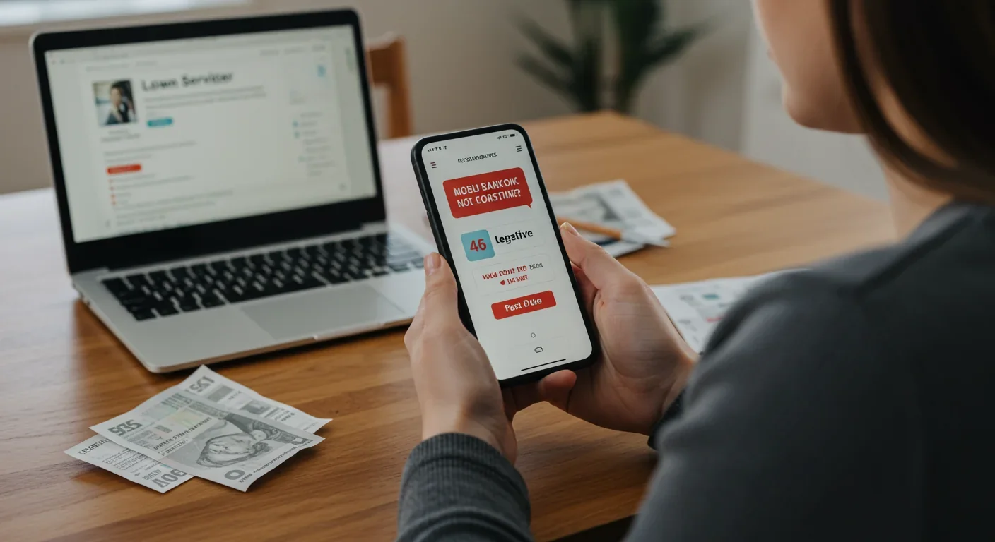 Borrower reviewing overwhelming student loan statements and bills at home
