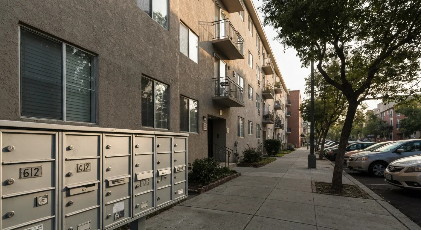 Multi-family apartment building representing rental housing where tenant unions organize